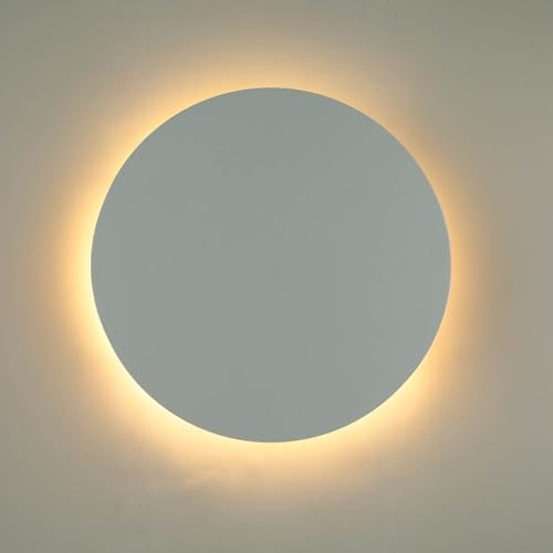 Wandlampe Weiß Metall Ø 40 cm rund flach Modern Weiß indirektes Licht Wohnzimmer Flur Wandleuchte Wandlampe Weiß Metall Ø 40 cm rund flach Modern Weiß indirektes Licht Wohnzimmer Flur Wandleuchte von Licht-Erlebnisse