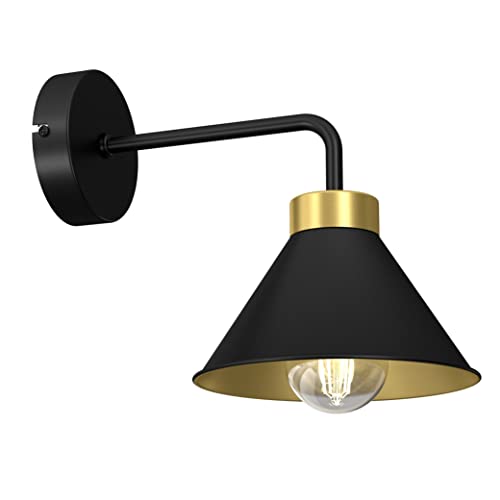 Innen Wandleuchte aus Metall in schwarz-gold E27 B:20cm EU-Produkt Loft Industrie Wohnzimmer Flur Schlafzimmer Wandlampe von Licht-Erlebnisse