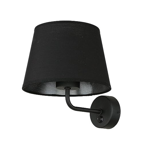 Licht-Erlebnisse Wandlampe Stoff Metall Schwarz Schlafzimmer Wohnzimmer Flur H:24 cm E27 max. 60 Watt wohnlich Bauhaus Wandleuchte Esszimmer MAJA von Licht-Erlebnisse