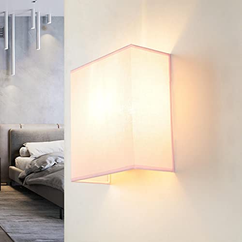 Wandleuchte Stoff Schirm Rosa E27 eckig Modern Loft Design Wandlampe Flur Wohnzimmer ALICE von Licht-Erlebnisse