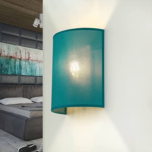 Wandleuchte Stoffschirm in Petrol Wohnzimmer Flur H:23 cm E27 Up Down halbrund blendarm Moderne Loft Wandlampe Schlafzimmer ALICE Wandleuchte Stoffschirm in Petrol Wohnzimmer Flur H:23 cm E27 Up Down halbrund blendarm Moderne Loft Wandlampe Schlafzimmer ALICE von Licht-Erlebnisse
