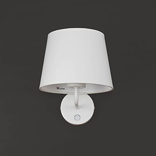 Wandleuchte Weiß Stoff Schirm Trichter Metall Gestell Bauhaus Design Schlicht E27 Flurlampe Wandlampe von Licht-Erlebnisse