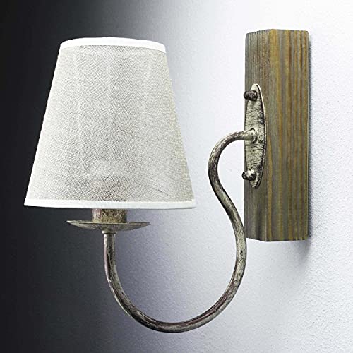 Licht-Erlebnisse Wandleuchte rustikal Shabby Weiß Beige 1x E14 bis zu 60 Watt 230V Landhaus Lampen Shabby Chic Holz Wandleuchte Wohnzimmer Wandlampe innen von Licht-Erlebnisse