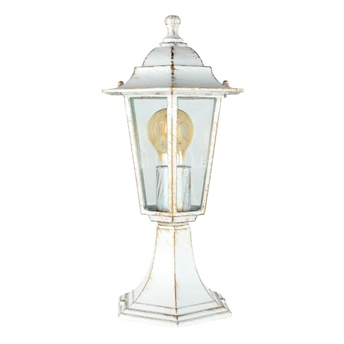 Wegeleuchte Glas Aluminium Weiß Gold IP44 Terrasse Weg 40 cm für E27 Laterne nostalgisch Rustikale Sockelleuchte Außen PARIS Wegeleuchte Glas Aluminium Weiß Gold IP44 Terrasse Weg 40 cm für E27 Laterne nostalgisch Rustikale Sockelleuchte Außen PARIS von Licht-Erlebnisse