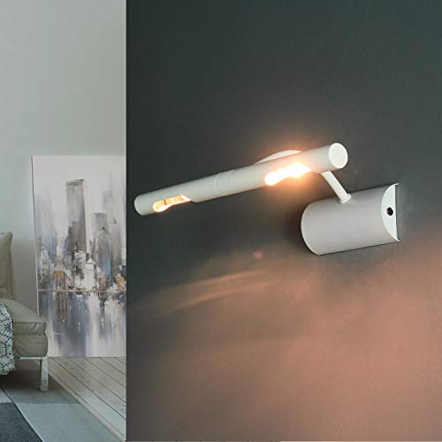 Licht-Erlebnisse Weiße Bilderlampe Metall 2x G9 B:29cm klassisches Design Bilderleuchte Wandlampe Wohnzimmer von Licht-Erlebnisse