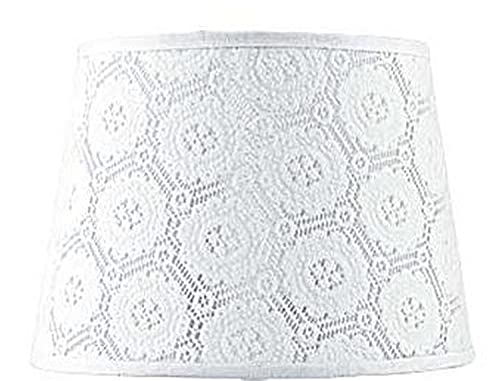 Weißer Lampenschirm Nachttischlampe Stoff aus Spitze H:14cm E14 einfarbig Textil Schirm Tischleuchte von Licht-Erlebnisse