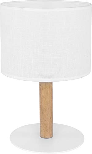 Wohnliche Tischlampe in Weiß gebürstetes Holz rund 35cm Modern SEYA Wohnzimmer Bett Lampe Licht von Licht-Erlebnisse