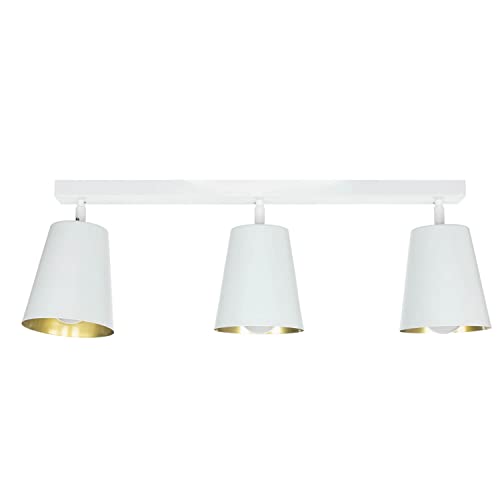 Licht-Erlebnisse Deckenstrahler Spot 3-flammig Metall in weiß gold schwenkbar 3x E27 Flur Schlafzimmer Küche Innen Deckenleuchte Deckenlampe von Licht-Erlebnisse