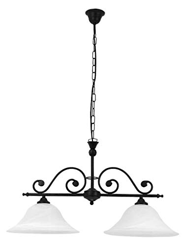 rabalux 2-flammige Pendelleuchte Landhausstil weißes Alabasterglas Metall schwarz Dorothea von rabalux
