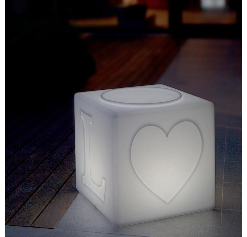 Licht-Trend Gartenleuchte Schwimmfähiger Akku-LED-Lichtwürfel The Love Weiß von Licht-Trend