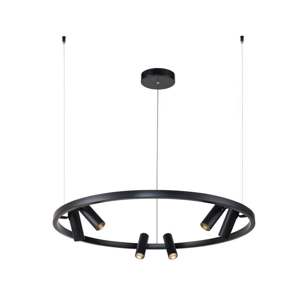 Licht-Trend Pendelleuchte LED-Hängeleuchte Neonu Ring mit 6 Spots Ø 100cm Schwarz, Warmweiß von Licht-Trend