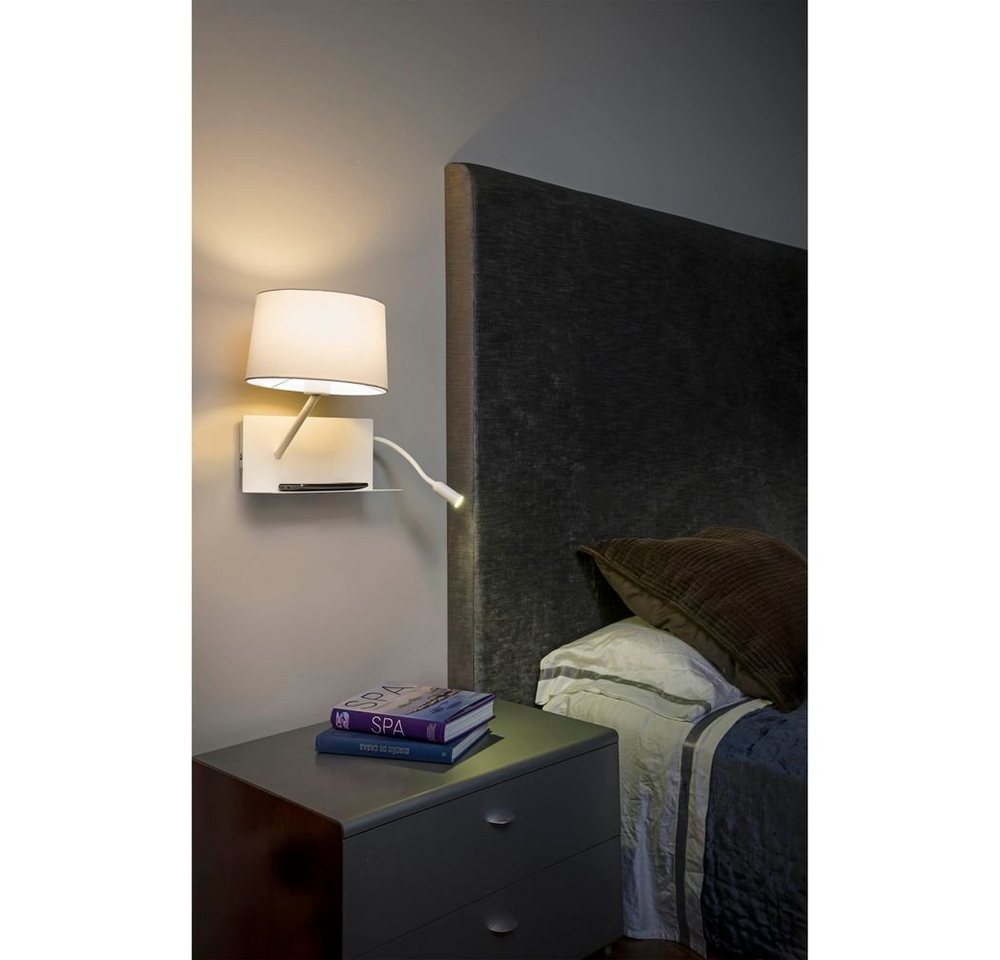 Licht-Trend Wandleuchte Schlafzimmer Wandleuchte Steel mit LED-Lesearm links Weiß von Licht-Trend