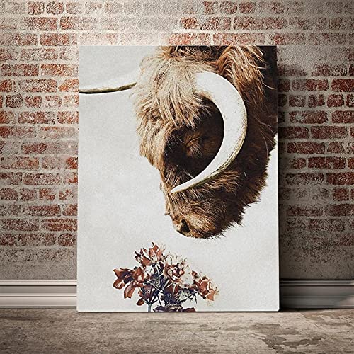 Hd Print Malerei Hochlandrinder Bild Tier Dekoration Wandkunst Modulare Leinwand Poster Moderne Nachttisch Hintergrund 40x60cm Rahmenlos von Licht-ZT