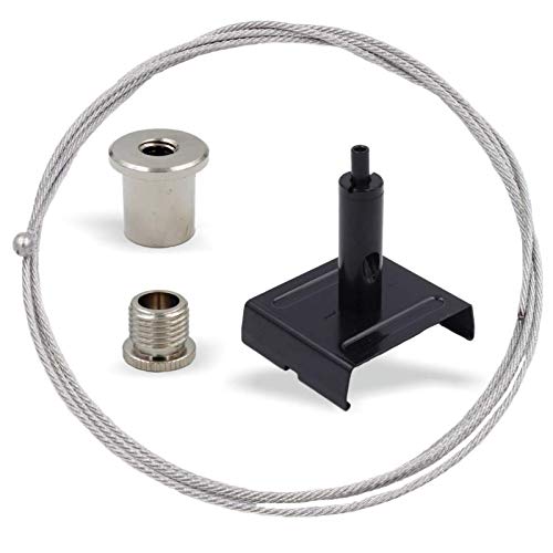 Abhängeset für IVELA Stromschienen Systeme | Deckenbefestiger, Schraubkappe, Drahtseilhalter mit Stromschienen Klemme, Drahtseil Ø1,5mm | Schwarz (1500mm) von Licht-Zubehoer.de