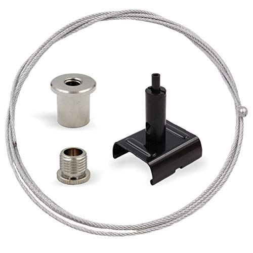 Abhängeset für Nordic Aluminium Global Trac Stromschienen Systeme | Deckenbefestiger, Schraubkappe, Drahtseilhalter mit Stromschienen Klemme, Drahtseil Ø1,5mm, Länge 1500mm | Schwarz von Licht-Zubehoer.de