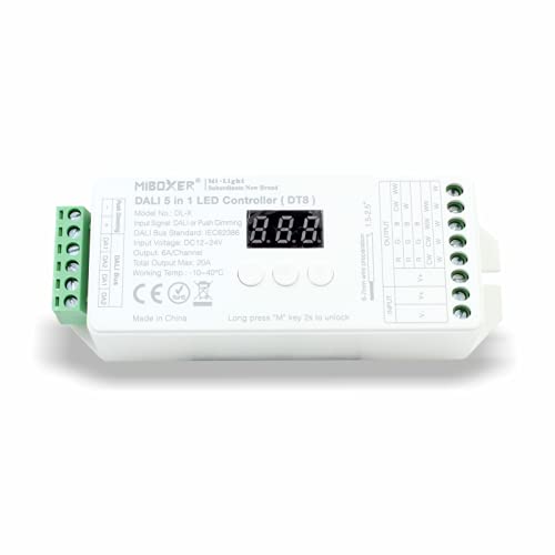Licht-Zubehoer.de MiLight DL-X 5-in-1 DALI (DT8) Controller Steuerung, 6A je Kanal, max. 20A (ca. 480W bei 24V), Kompatibel mit DP1S, DP2S, DP3S Fernbedienungen, IEC62386-102,207,209 Standard von Licht-Zubehoer.de