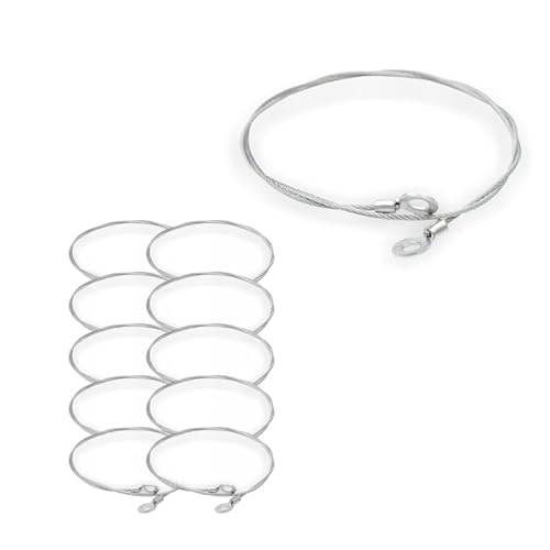 Drahtseil Ø 1,5 mm, 7x7, mit beidseitigem Ringkabelschuh Ø 4 mm Öse Sicherungsseil Fangseil | Länge 210 mm (10 Stück) von Licht-Zubehoer.de
