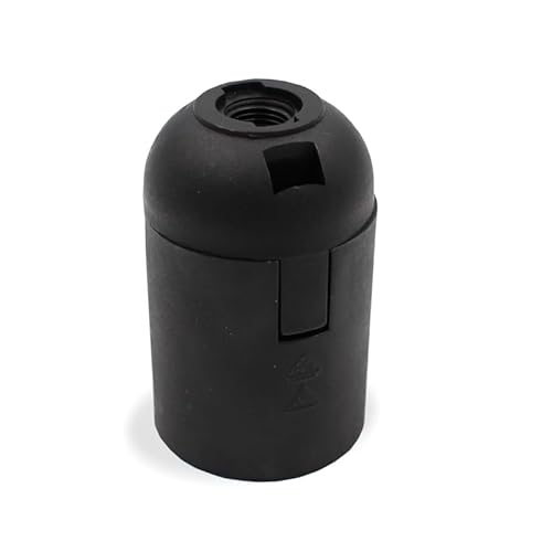 E27 Fassung Thermoplast 2-teilig Glattmantel u. Rastkappe M10x1 Gewinde | Kunstoff (Schwarz) von Licht-Zubehoer.de