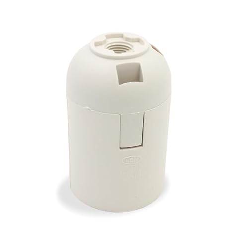 E27 Fassung Thermoplast 2-teilig Glattmantel u. Rastkappe M10x1 Gewinde | Kunstoff (Weiß) von Licht-Zubehoer.de