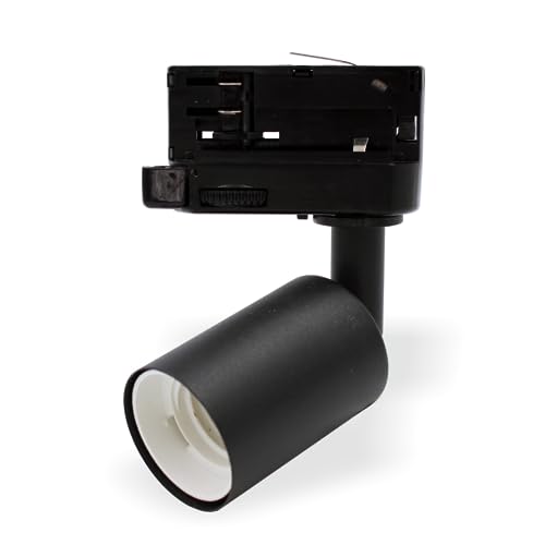 Licht-Zubehoer.de 3-Phasen Stromschienenstrahler E27 Fassung max. 60W | 142x70x41mm IP20 | Schwarz von Licht-Zubehoer.de