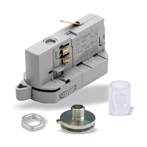 MULTI-adapter Universal Adapter GA69 für 3-Phasen Stromschienen inkl. Verdrehnippel, Mutter und Zugentlaster als komplett SET zur Leuchtenabhängung | versch. Ausführungen. (Grau) von Nordic Aluminium