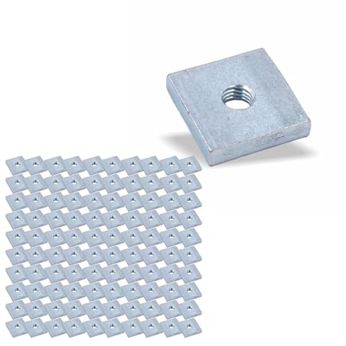 Nutenstein | Gewindeplatte 19x19x4 mm M6 Gewinde mittig | Stahl blau verzinkt (100 Stück) von Licht-Zubehoer.de