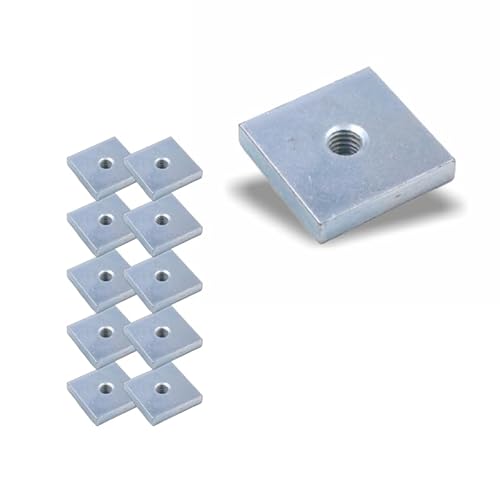 Nutenstein | Gewindeplatte 20x20x4 mm M6 Gewinde mittig | Stahl galvanisch verzinkt (10 Stück) von Licht-Zubehoer.de