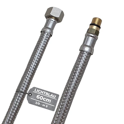 LICHTBLAU Knickfester Edelstahl Schlauch I 60cm I 3/8 Zoll auf M8 kurz I geeignet für Trinkwasser Wasserhahn Eckventil Panzerschlauch Küchenarmatur LICHTBLAU Knickfester Edelstahl Schlauch I 60cm I 3/8 Zoll auf M8 kurz I geeignet für Trinkwasser Wasserhahn Eckventil Panzerschlauch Küchenarmatur von Lichtblau