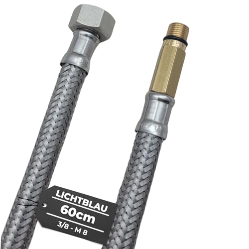 LICHTBLAU Knickfester Edelstahl Schlauch I 60cm I 3/8 Zoll auf M8 lang I geeignet für Trinkwasser Wasserhahn Eckventil Panzerschlauch Küchenarmatur LICHTBLAU Knickfester Edelstahl Schlauch I 60cm I 3/8 Zoll auf M8 lang I geeignet für Trinkwasser Wasserhahn Eckventil Panzerschlauch Küchenarmatur von Lichtblau