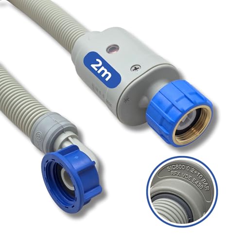 LICHTBLAU Aquastop Sicherheits-Zulaufschlauch I 2 m I mit 3/4 Zoll mit Metallgewinde für Wasch- und Spülmaschinen 2990 Aquastop-Sicherheitsventil VDE-Zertifizierung von Lichtblau