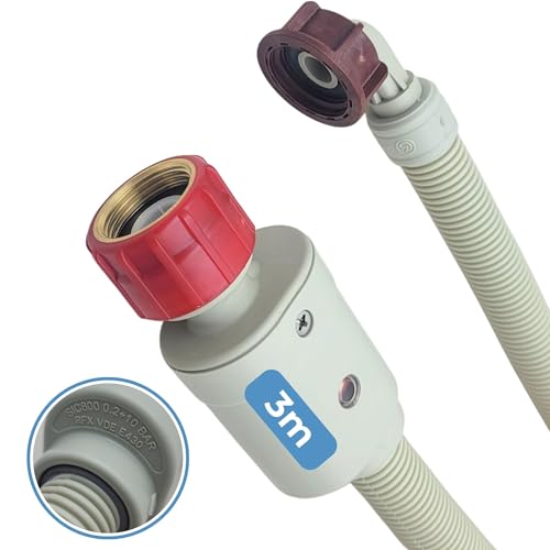 Lichtblau Aquastopschlauch Größe 3,0m 2796 Anschluss Waschmaschine Geschirrspüler I 3/4 Zoll Winkel/Gerade inkl. Sicherheitsventil und Schmutzsieb I Zulaufschlauch universell verwendbar Lichtblau Aquastopschlauch Größe 3,0m 2796 Anschluss Waschmaschine Geschirrspüler I 3/4 Zoll Winkel/Gerade inkl. Sicherheitsventil und Schmutzsieb I Zulaufschlauch universell verwendbar von Lichtblau