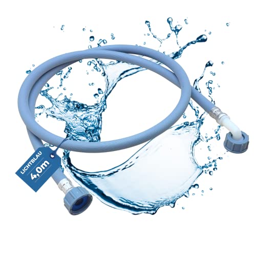 Lichtblau Zulaufschlauch I 4m I 3/4 Zoll I Waschmaschine Geschirrspüler 2978 Winkel/Gerade inkl. Dichtung I Wasserzulaufschlauch universell verwendbar Hersteller unabhängig von Lichtblau