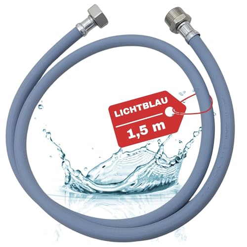 Lichtblau Zulaufschlauch Verlängerung mit Metallgewinde I 1,5m I Waschmaschine Geschirrspüler Anschluss I 3/4 Zoll I Verlängerung für Wasserzulaufschlauch universell verwendbar Hersteller unabhängig von Lichtblau