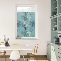 LICHTBLICK ORIGINAL Fensterfolie "Fensterfolie selbstklebend, Sichtschutz, Aqua Floral - Blau", 1 St., blickdicht, glattstatisch haftend von Lichtblick Original