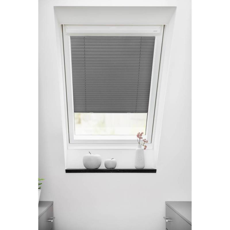 home24 Dachfenster Plissee Haftfix 36 x 60cm Grau/Grau von home24