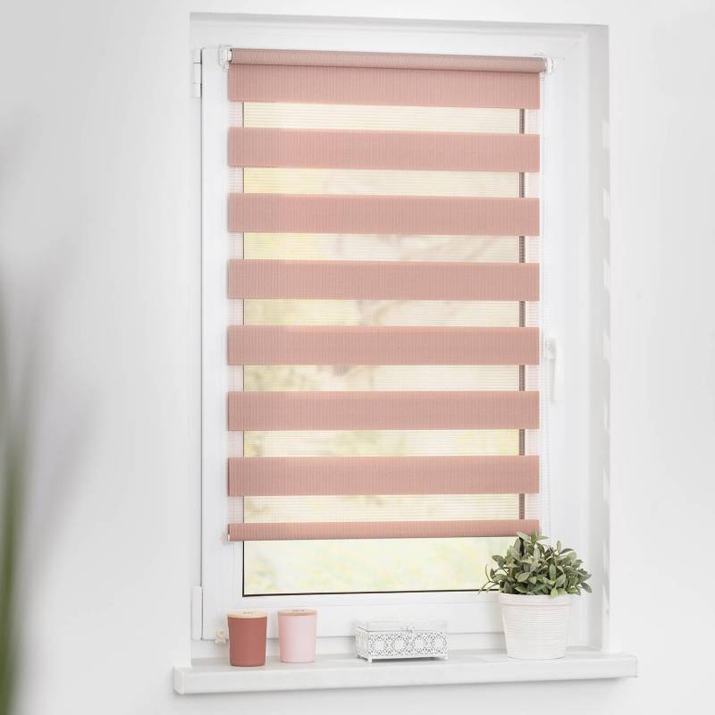home24 Duo-Rollo Klemmfix III 60 x 150cm Rot/Altrosa von home24