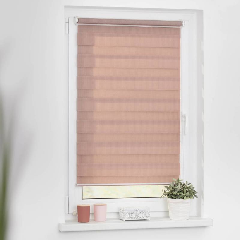 home24 Duo-Rollo Klemmfix III 45 x 150cm Rot/Altrosa von home24