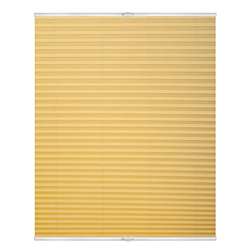 Lichtblick, 100 cm x 130 cm (B x L) in Gelb, Plissee Klemmfix ohne Bohren, Sicht-und Sonnenschutz, lichtdurchlässig & blickdicht, Stoff von Lichtblick