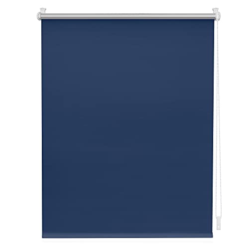 Lichtblick Blau, Verdunklungsrollo Klemmfix, 45 cm x 150 cm (B x L), Bohren, Sonnen, Sicht, Hitze-& Kälte-Schutz, reflektierende Thermo-Rollo Funktion, Verdunkelung für Fenster & Türen, Stoff von Lichtblick