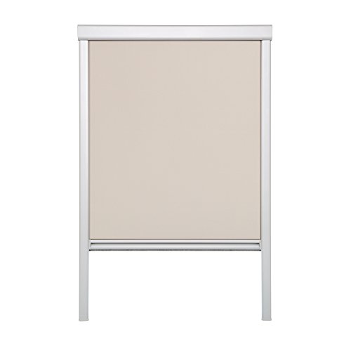 Lichtblick Dachfensterrollo Thermo-Rollo Skylight, Verdunkelung, stufenlose Bedienung, mit Seitenschienen, Passgenau für Velux-Dachfenster Creme,49,3 x 100 cm (FK06) (B x L) von Lichtblick