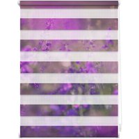 Lichtblick Duo-Rollo, ‎Klemmfix, B x L: 80 x 150 cm, Blumenwiese, fuchsia violett - lila von Lichtblick
