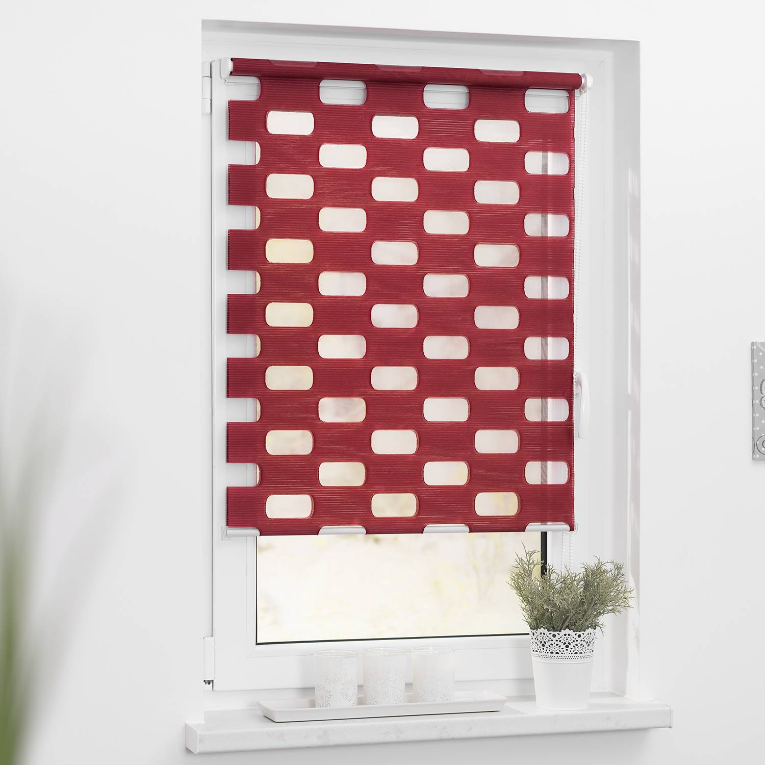 home24 Duo-Rollo Arena 45 x 150cm Rot/Bordeaux von home24