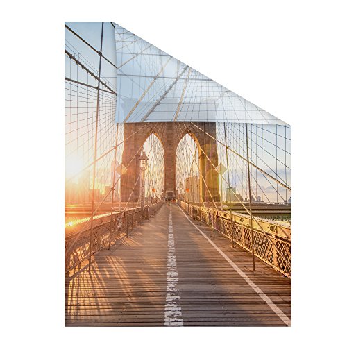 Lichtblick Fensterfolie selbstklebend mit Motiv, Sichtschutz, merhfach Ablösbar, Montage ohne Rakel, Made in Germany Brooklyn Bridge - Orange 100 x 130 cm (B x L) von Lichtblick
