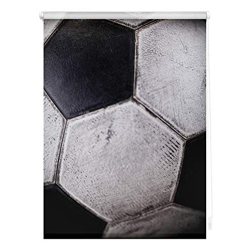 Lichtblick Klemmfix Tageslicht-Rollo mit Motiv, ohne Bohren, Blickdicht, Seitenzugrollo, Made in Germany, Retro Fußball - Schwarz-Weiß 70 x 150 cm (B x L) von Lichtblick