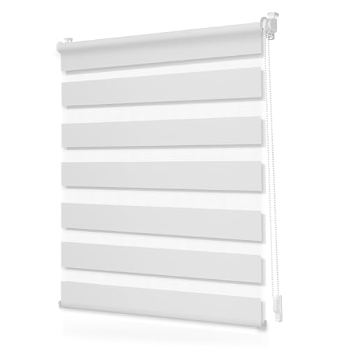 Lichtblick Duo Rollo ohne Bohren, Blickdicht 85 cm x 130 cm (B x L), Weiß von Lichtblick