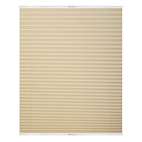 Lichtblick Plissee Klemmfix, ohne Bohren, verspannt, lichtdurchlässig, Blickdicht, Uni, mit eleganter Crushed Optik Creme,85 cm x 130 cm (B x L) von Lichtblick