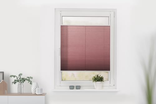 Lichtblick Plissee Klemmfix, ohne Bohren, verspannt, lichtdurchlässig, Blickdicht, Uni, mit eleganter Crushed Optik 95 cm x 130 cm (B x L), Altrosa von Lichtblick