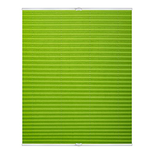 Lichtblick Plissee Klemmfix, ohne Bohren, verspannt, lichtdurchlässig, Blickdicht, Uni, mit eleganter Crushed Optik Grün,65 cm x 130 cm (B x L) von Lichtblick