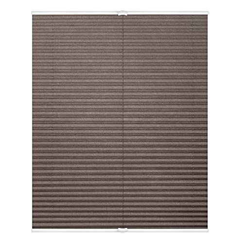 Lichtblick Plissee Klemmfix, ohne Bohren, verspannt, lichtdurchlässig, Blickdicht, Uni, mit eleganter Crushed Optik Taupe,100 cm x 130 cm (B x L) von Lichtblick
