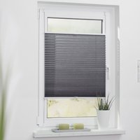 Plissee Klemmfix, ohne Bohren, verspannt - Grau, 90 cm x 210 cm (B x L) von Lichtblick